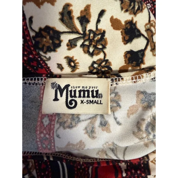 Show Me Your Mumu Mini Tunic Dress women’s XS Red Black Floral Boho Long Sleeve - Picture 14 of 16